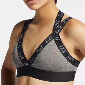 Nike Gray and Black Medium Support Sports Bra